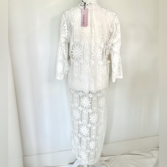 NWT Caterina RICCI Italian made Lace with fringe Beach Coverup - Picture 5 of 9